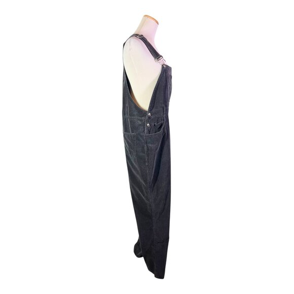 Vintage 90s Crossroads Size L Dark Grey Velvet Overalls Cotton - Picture 4 of 13